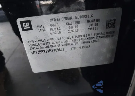 2017 Chevrolet Malibu Ls from USA, damaged, VIN 1G1ZB5ST1HF169807